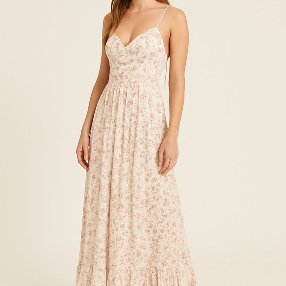 Mac Duggal 50688 White Floral V-Neck A-Line Gown Dress Size 4 NWT Sample